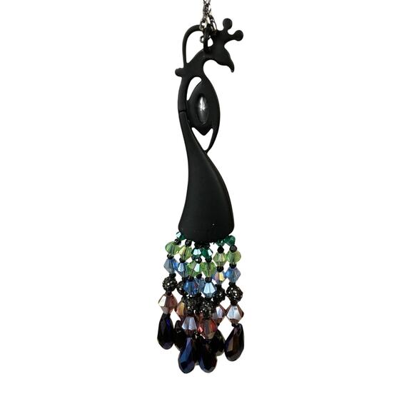 Betsey Johnson Multi Color Peacock Glass Beads Necklace 28 Inches - Picture 8 of 12